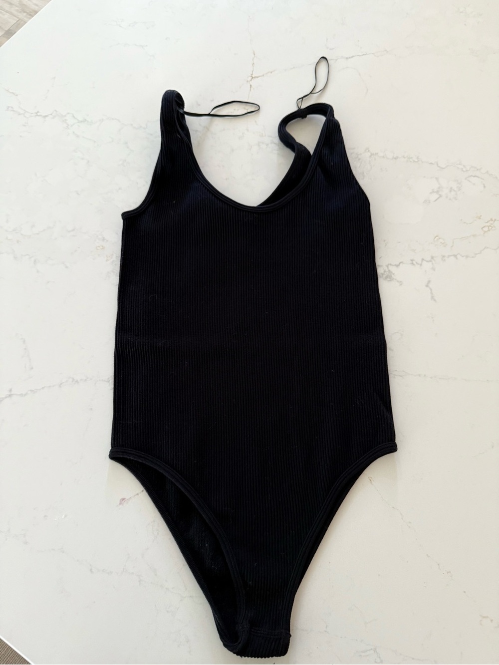 Zara Black Ribbed One-Piece Bodysuit - Picture 2 of 3